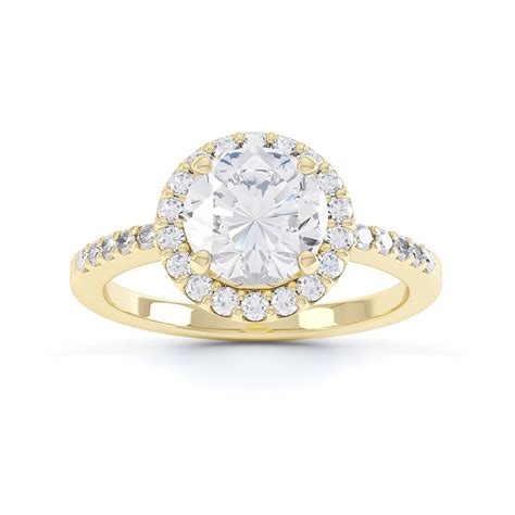 Eternity 15ct Diamond Halo 18ct Yellow Gold Engagement Ring Jian London