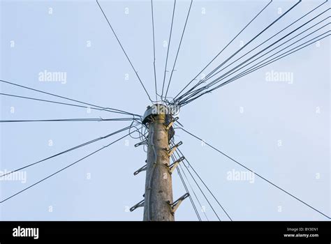 Telephone Pole With Wires England Uk Stock Photo Alamy