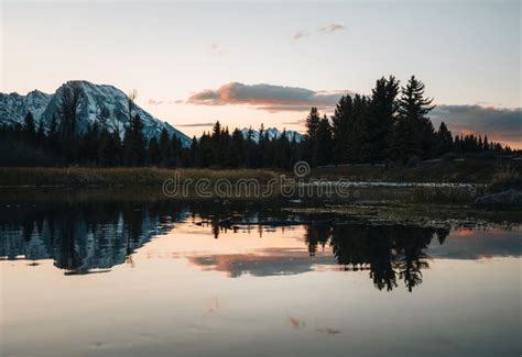Teton Range Reflected On Beaver Pond At Schwabacher Landing Grand
