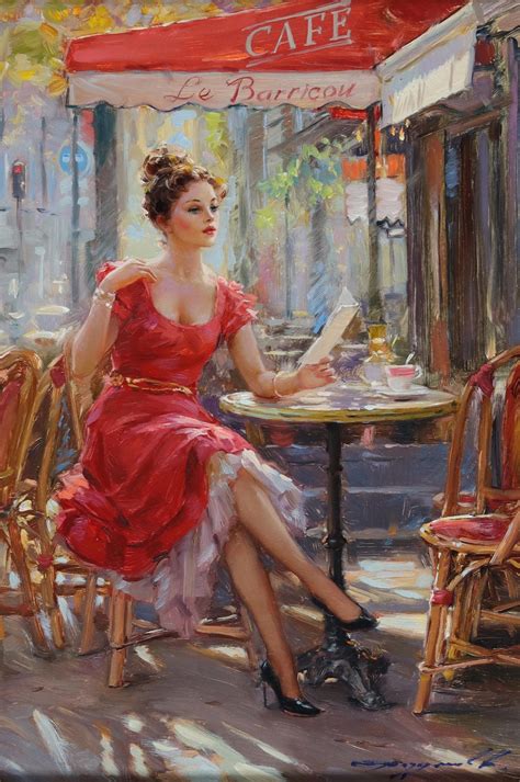 konstantin razumov elegant lady in a red dress seated at a parisian café at 1stdibs
