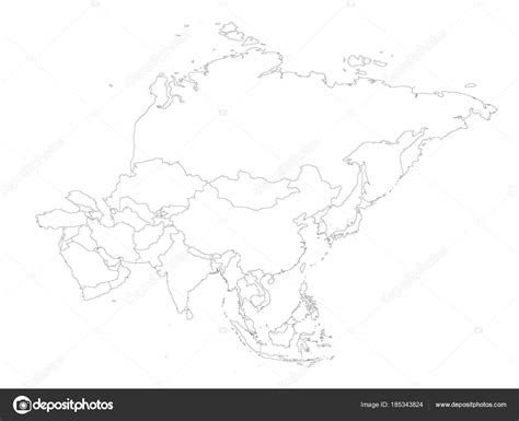 Mapa De Contorno Político En Blanco Del Continente Asiático