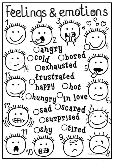 Feelings And Emotions Matching Worksheet Free Esl