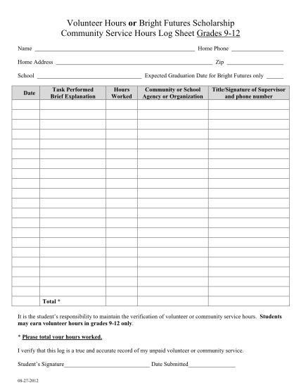 17 Volunteer Hour Log Sheet Free To Edit Download And Print Cocodoc