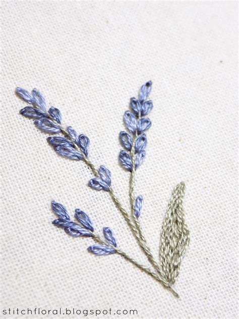 Lavender flowers | rococo stitch beautiful embroidery for clothes. Lavender: embroidered miniature - Stitch Floral
