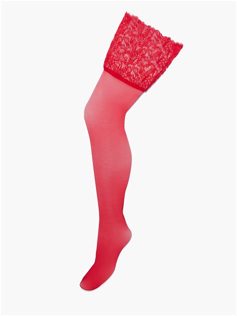 Romantic Corded Lace Thigh High Stockings In Red Savage X Fenty