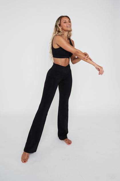 Dayflex Wrap High Waisted Flared Yoga Pants Shadow Black Tala