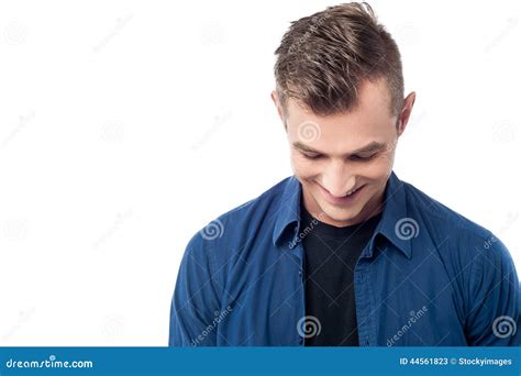 Handsome Young Man Looking Down Stock Image Image Of Studio