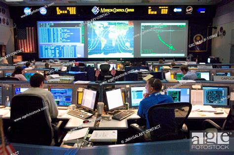 Overall View Of The Space Shuttle Flight Control Room In Johnson Space
