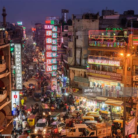 City Life Main Bazar By Night Paharganj New Delhi India High-Res Stock ...