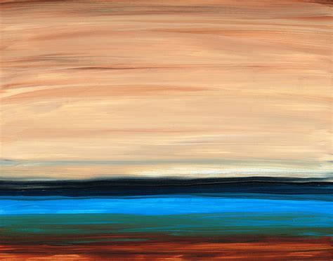 Perfect Calm Abstract Earth Tone Landscape Blue Painting By Sharon