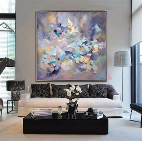 100 Handmade Modern Abstract Wall Art Decor Acrylic Canvas Pictures Hand Painted Gold Blue