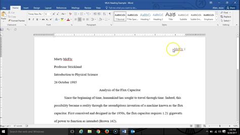 Page Setup For Heading And Header In Mla Format Youtube