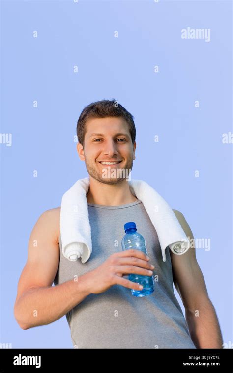 Man Drinking Water After The Gym During The Summer Stock Photo Alamy