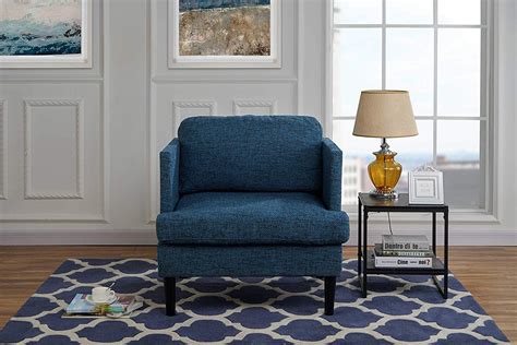 Consider the following types of chairs for your home: Blue Mid Century Modern Linen Fabric Armchair, Living Room ...