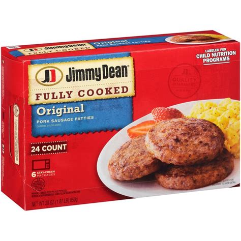 jimmy dean fully cooked original pork sausage patties 24 count 30 oz instacart