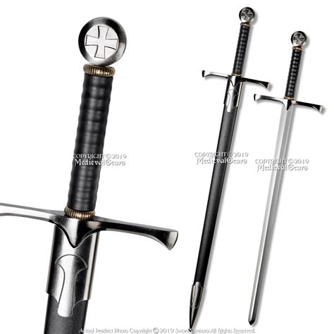 Templar Crusader Medieval Knights Arming Sword With Scabbard Cross Pommel