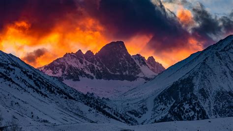 Download Wallpaper 1920x1080 Mountains Snow Sunset Sky