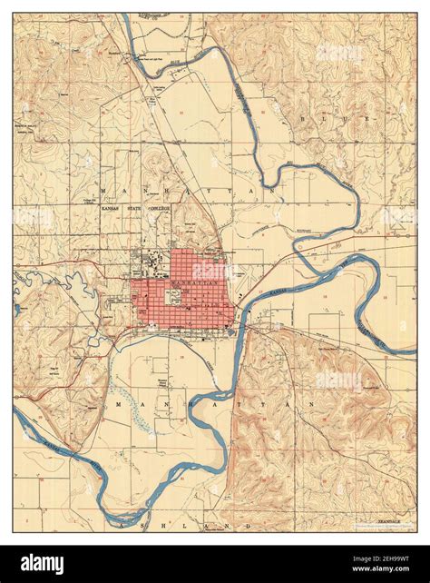 Manhattan Kansas Map 1950 124000 United States Of America By