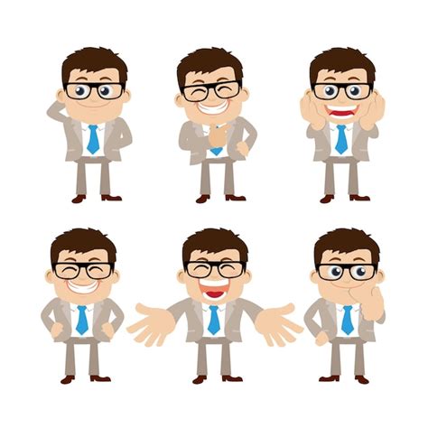 Premium Vector Set Of Businessman Characters In Different Poses
