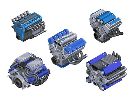 Premium Vector Car Engine In Isometry Set Engines Of Different Levels