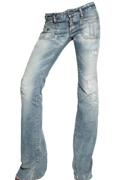 Dsquared² Low Waist Flared Washed Jeans In Blue Lyst
