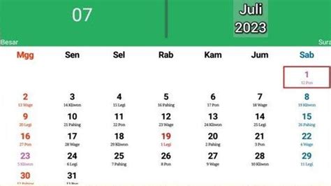 Kalender Jawa Minggu 9 Juli 2023 Lengkap Dengan Watak Id
