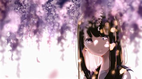 Free Download Anime Spring Girls Nature Flowers Widescreen Wallpaper