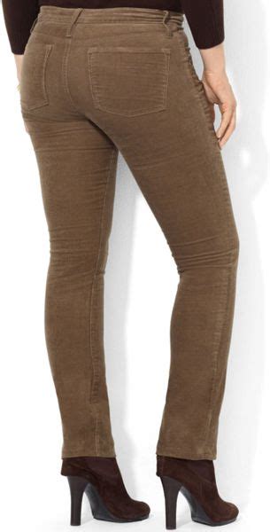 Lauren By Ralph Lauren Plus Size Straight Leg Corduroy Pants In Brown