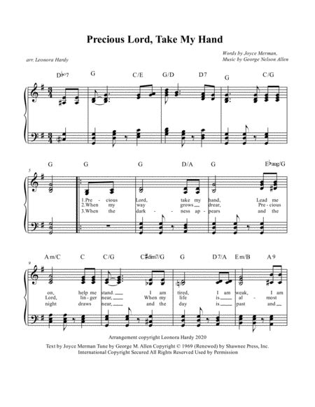 Precious Lord Take My Hand Arr Leonora Hardy Sheet Music George Nelson Allen Piano And Vocal