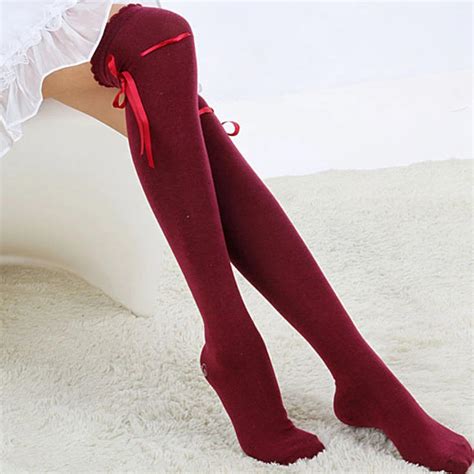 Girls Ladies Thigh High Over Knee Stockings Women Candy Color Long Cotton Stockings In Stockings