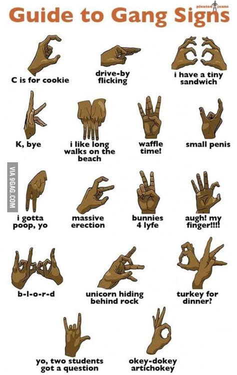 A story titled the original alphabet gang, was the first one and was written in 1972 on a flight from indonesia to the us for my son marc who . Guide to gang signs - 9GAG
