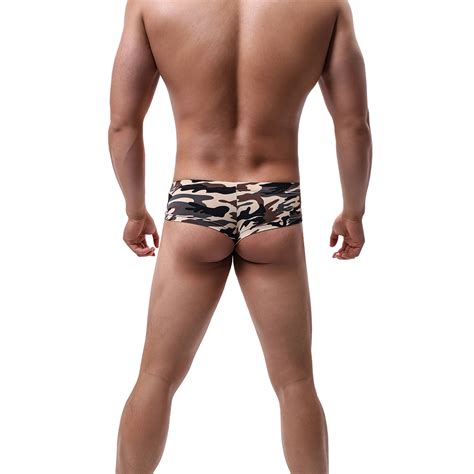 2021 Ikingsky Mens Camouflage Cheeky Boxer Sexy Mini Cheek Underwear