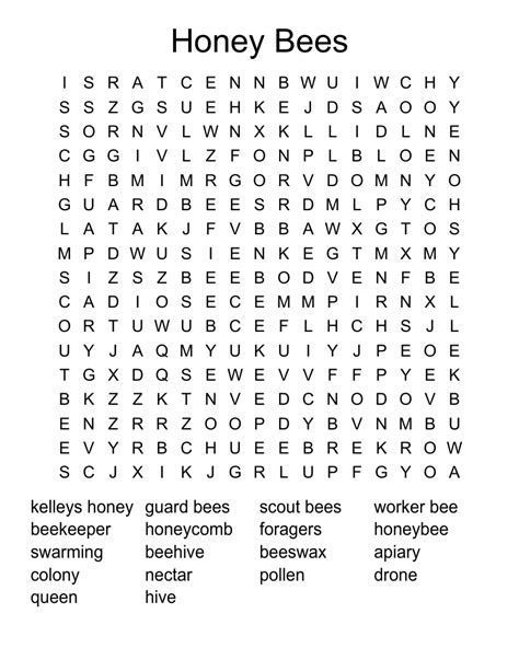 All About Bees Word Search Wordmint