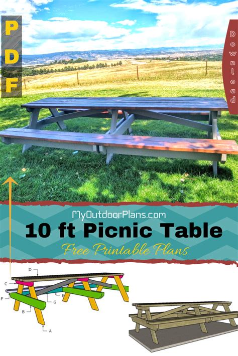 How To Build A 10 Ft Picnic Table Picnic Table Plans Woodworking Plans Free Picnic Table