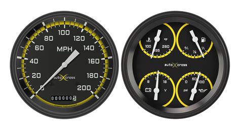 4 58 Speedometer And Quad Two Gauge Set Auto Cross Series Yellow
