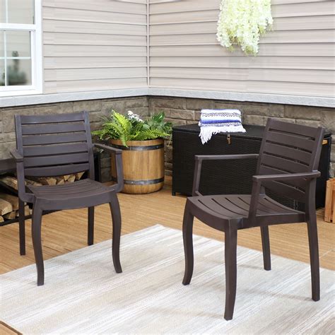 Sunnydaze Illias Plastic Outdoor Patio Arm Chair Set Of 4 Outdoor