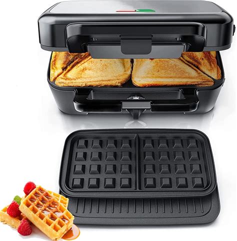 Fohere Waffle Maker 3 In 1 Toasted Sandwich Maker And Panini Press With