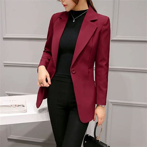 Spring Autumn Fashion Single Button Long Sleeve Blazer Office Lady
