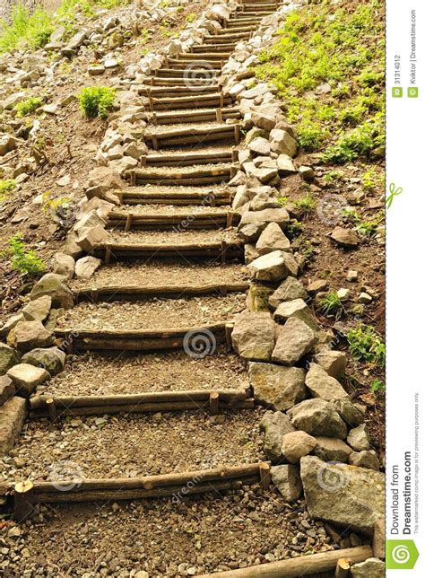 Natural Wooden Stairs Stock Photo Image Of Park Garden