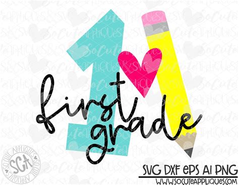 Back To School 1st Grade Svg Pencil Svg School Svg First Grade Svg