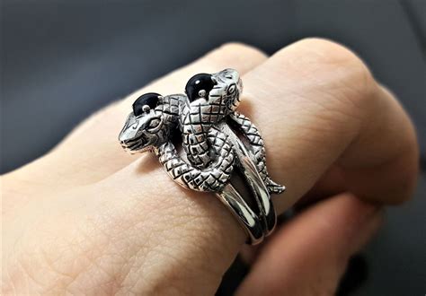 Great savings & free delivery / collection on many items. Double Snake Ring 925 Sterling Silver Black Onyx Exclusive ...