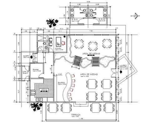 Restaurant Layout Plan With Bar Area In Dwg Autocad File Cadbull
