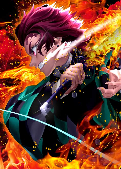Demon Slayer Tanjiro Metal Poster Garotos Anime Anime Personagens