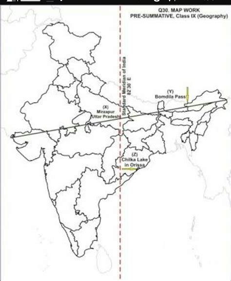 Map Of India Extent And Standard Meridian