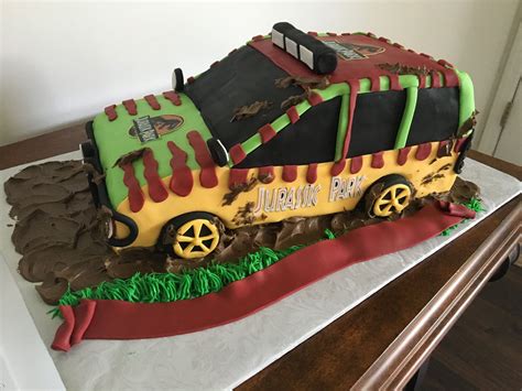 The icing is chocolate buttercream. Jurassic Park theme birthday cake | Cake, Birthday cake ...