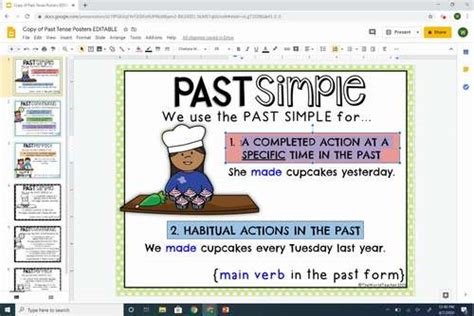 Editable Esl Past Tense Posters Past Simple Continuous And Perfect
