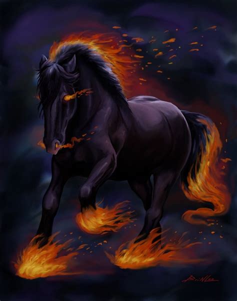 The Nightmare Fire Horse Magical Horses Wild Animal Wallpaper