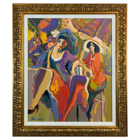 Isaac Maimon Painting Of Two Fashionable Women At Cafe For Sale At