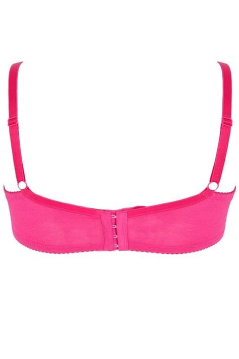 Pack Black Hot Pink Lace Effect Underwired Bras With Moulded Cups