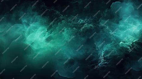 Premium Ai Image Black Abstract With Blue Green Mist Ink Water Haze